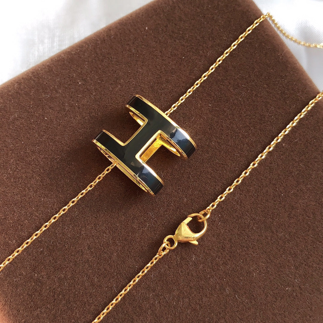 [NOVO]HM CLIC SCHWARZES EMAILLE-GOLD-KETTE