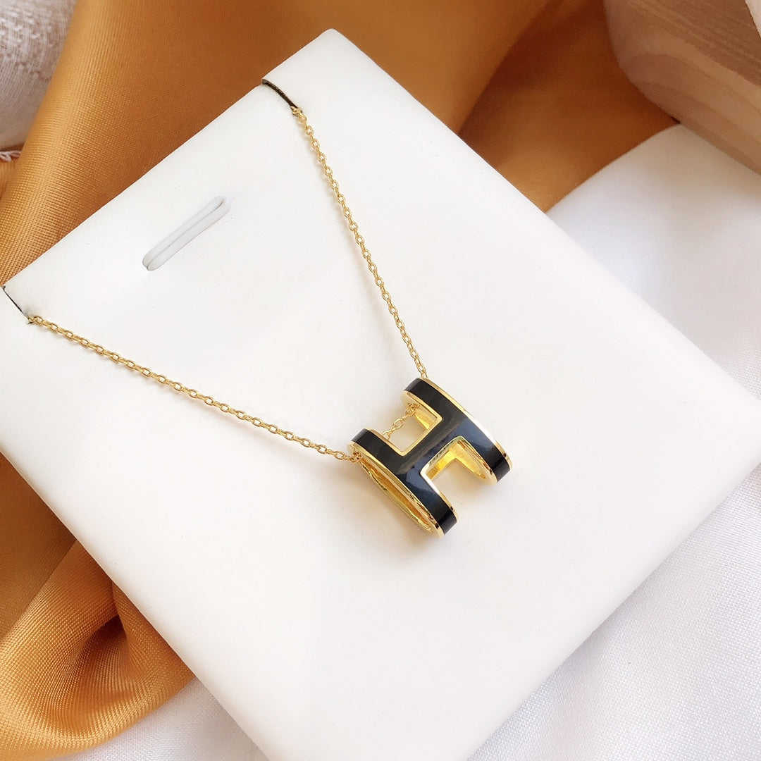 [NOVO]HM CLIC SCHWARZES EMAILLE-GOLD-KETTE