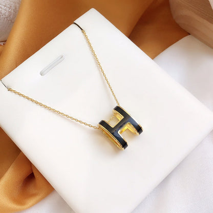 [NOVO]HM CLIC SCHWARZES EMAILLE-GOLD-KETTE
