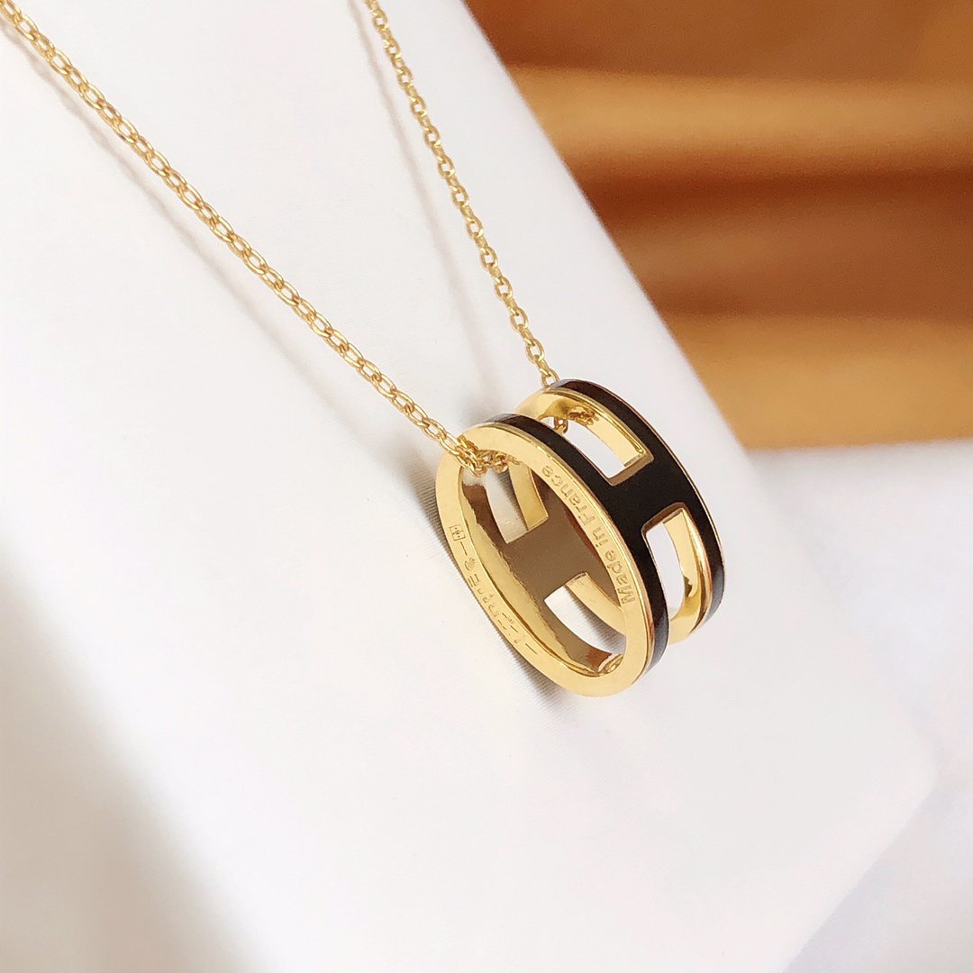[NOVO]HM CLIC SCHWARZES EMAILLE-GOLD-KETTE