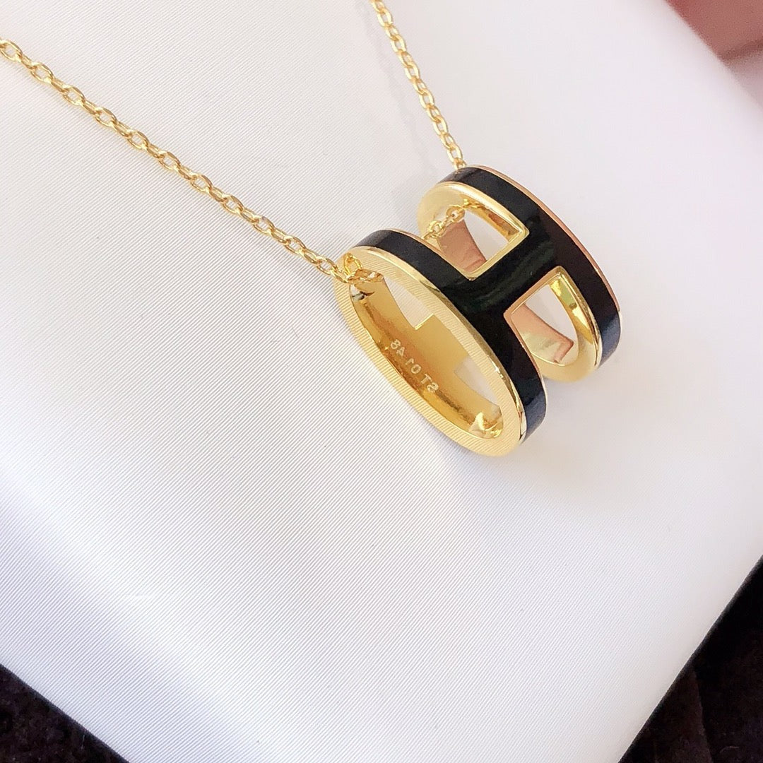 [NOVO]HM CLIC SCHWARZES EMAILLE-GOLD-KETTE
