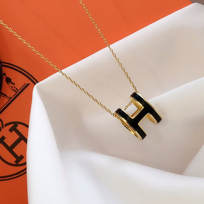 [NOVO]HM CLIC SCHWARZES EMAILLE-GOLD-KETTE