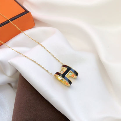 [NOVO]HM CLIC SCHWARZES EMAILLE-GOLD-KETTE