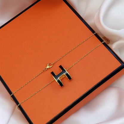 [NOVO]HM CLIC SCHWARZES EMAILLE-GOLD-KETTE