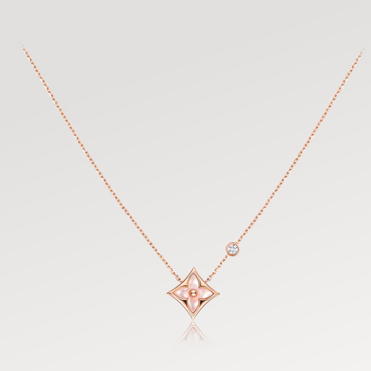 [NOVO]STAR PINK MOP 1 DIAMANT PINK GOLD HALSKETTE