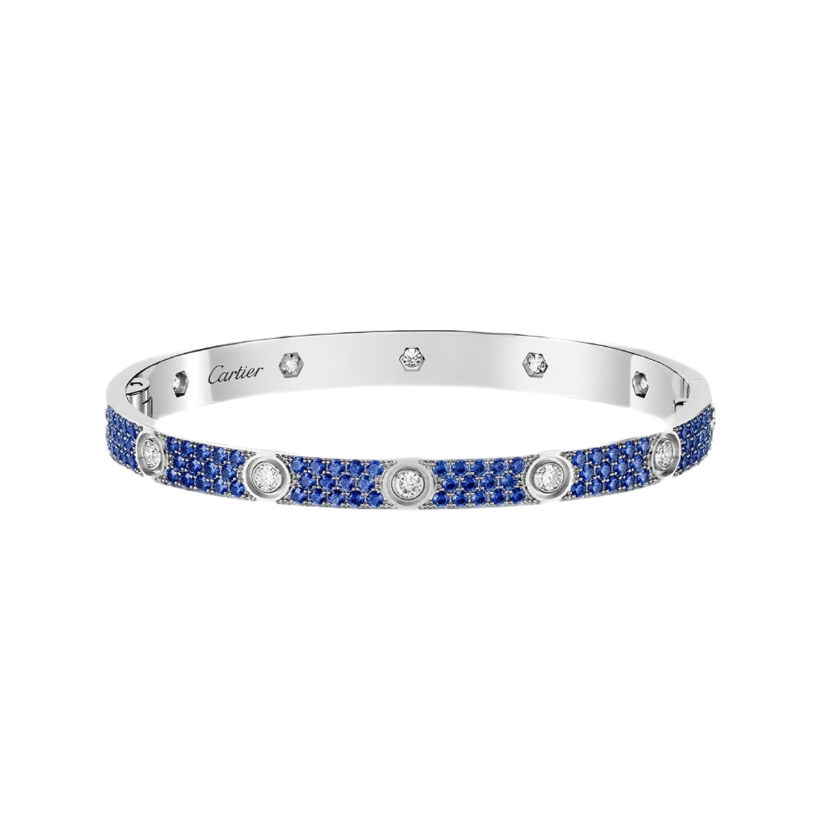 [GALE]Pave Gemstone Love &Force Large Horseshoe Diamond Duo Bracelet Stack Set