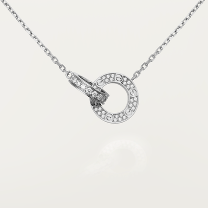 [NOVO] LOVE 7,6 mm Halskette aus Roségold und Silber, komplett mit Diamanten besetzt
