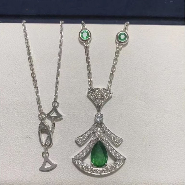 [GALE]DREAM NECKLACE MALACHITE DIAMOND SILVER