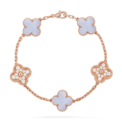 [GALE] CLOVER 5 MOTIF PURPLE CHALCEDONY BRACELET COLLECTION