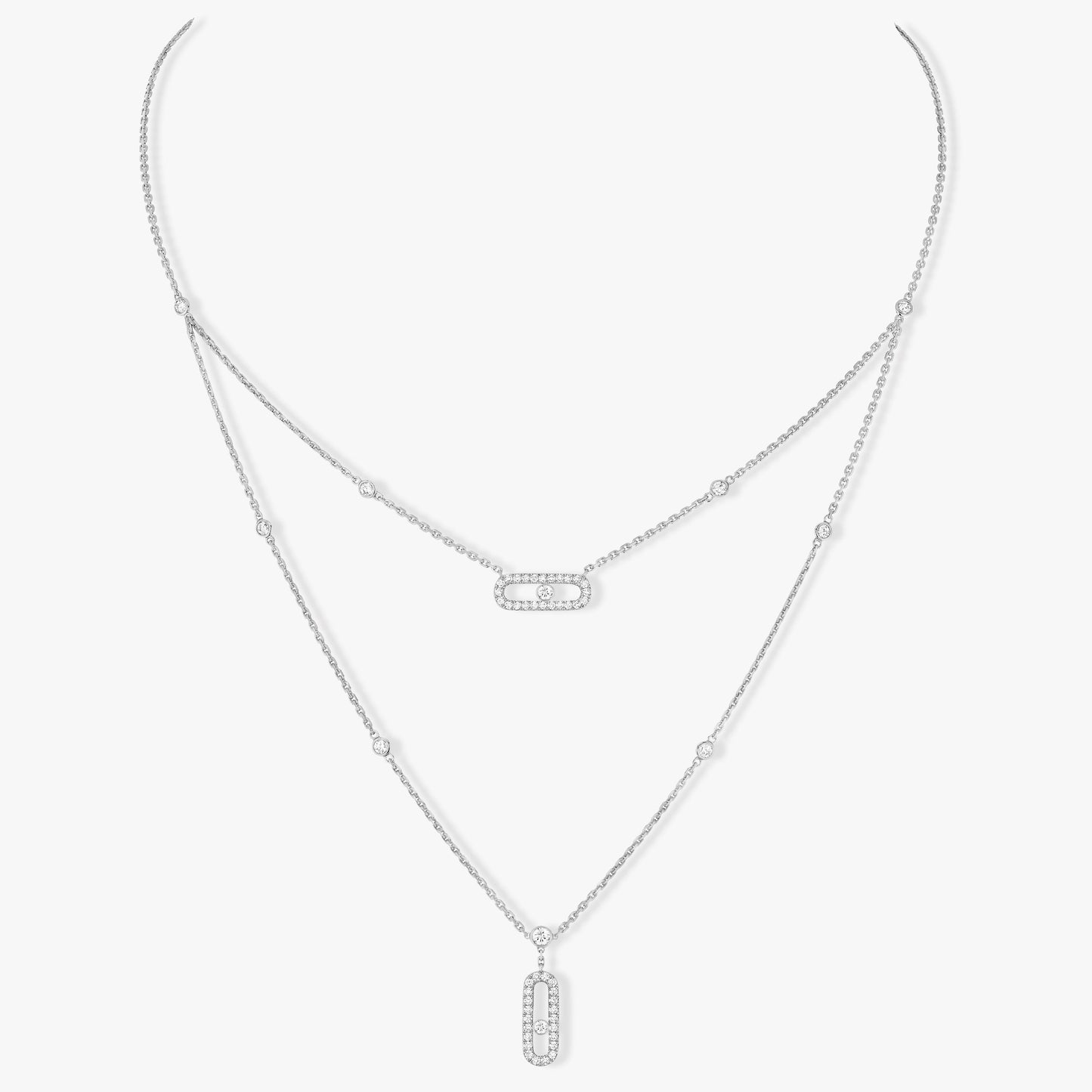 [GALE]MOVE 2 ROW DIAMOND NECKLACE