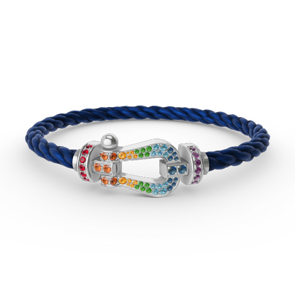 [NOVO]FORC ラージホースシューカラーダイヤモンドブレスレット シルバー