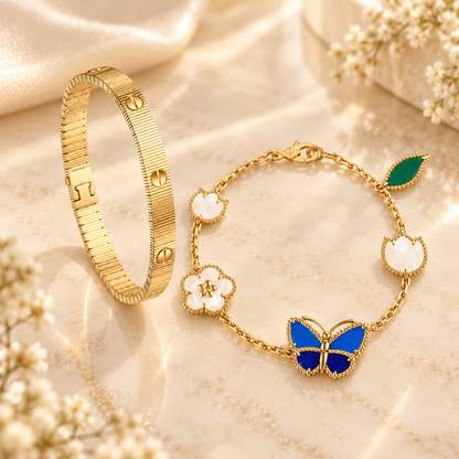 [GALE] Lucky Spring Butterfly 5-Motif & LOVE Unlimited Bracelet Stack Set