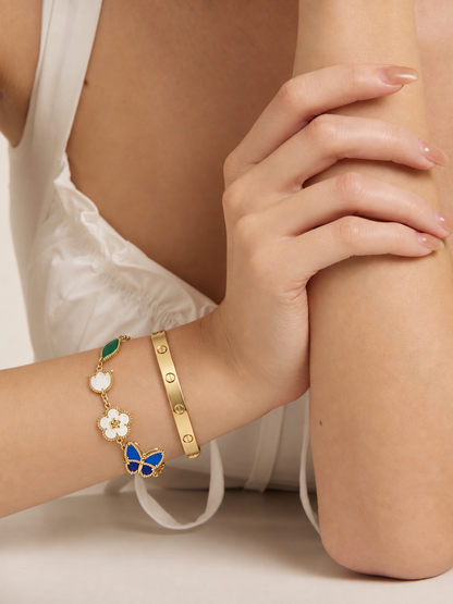 [GALE] LOVE Brushed & Lucky Spring Butterfly 5-Motif Bracelet Stack Set