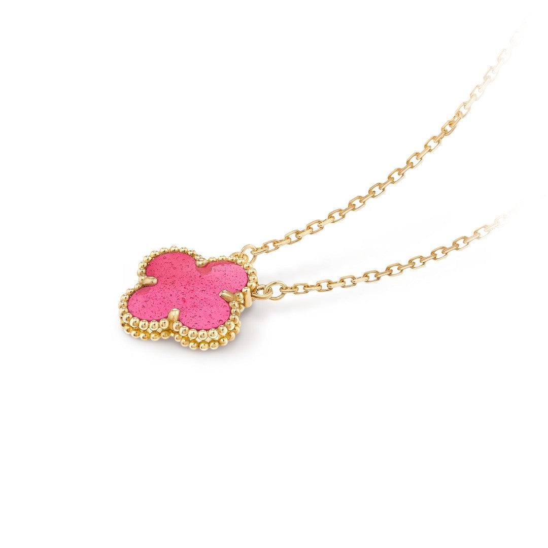 [GALE] NEW CLOVER 15MM PINK ENAMEL NECKLACE