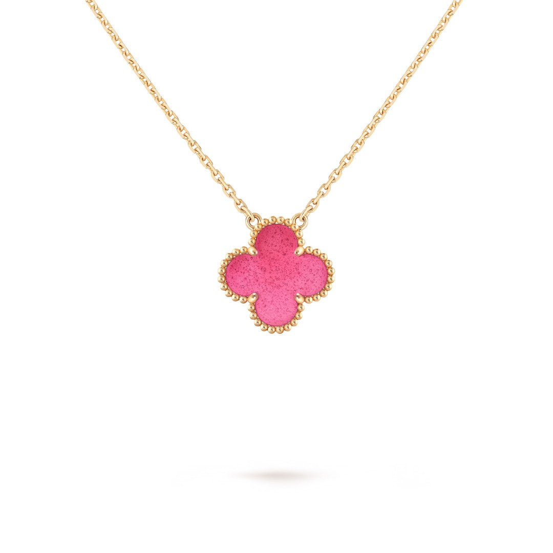 [GALE] NEW CLOVER 15MM PINK ENAMEL NECKLACE