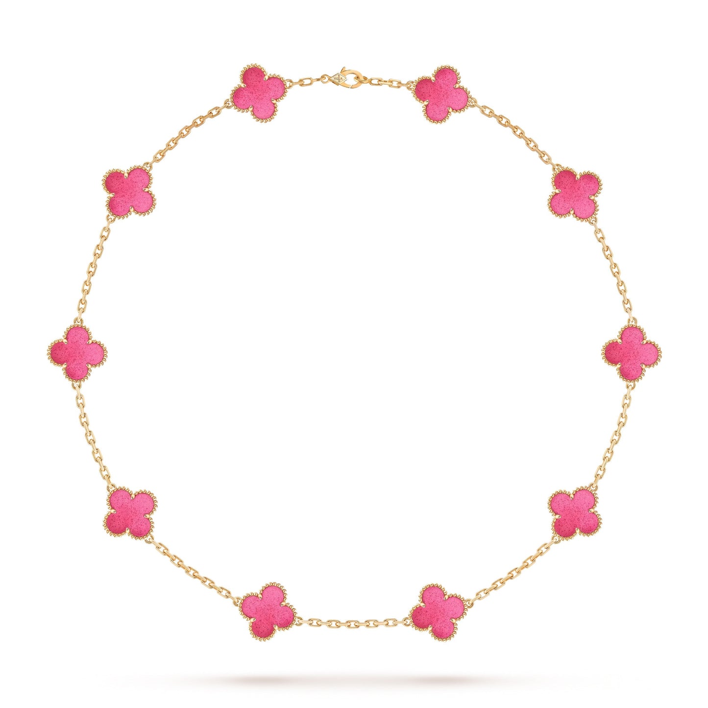 [GALE]NEW CLOVER 10 MOTIFS PINK ENAMEL NECKLACE