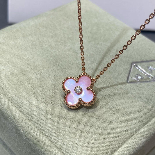 [NOVO]CLOVER 15MM DIAMANT ROSA MOP-HALSKETTE