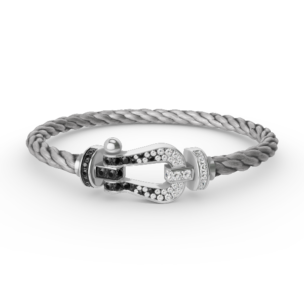 [NOVO]FORCE Großes Hufeisen Schwarz Weiß Diamantarmband Silber