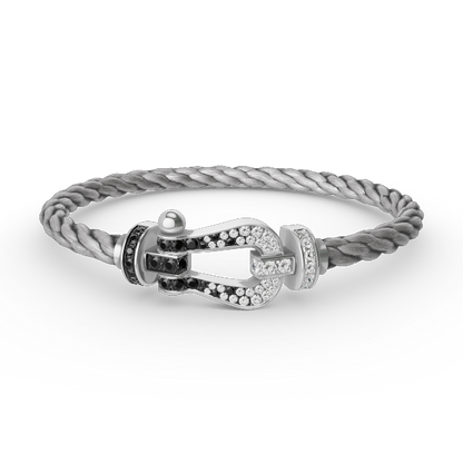 [NOVO]FORCE Großes Hufeisen Schwarz Weiß Diamantarmband Silber