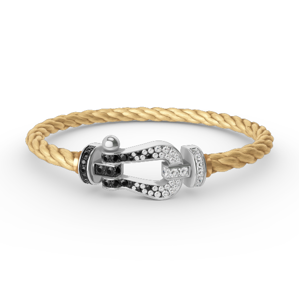 [NOVO]FORCE Großes Hufeisen Schwarz Weiß Diamantarmband Silber