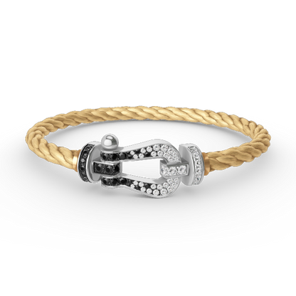 [NOVO]FORCE Großes Hufeisen Schwarz Weiß Diamantarmband Silber
