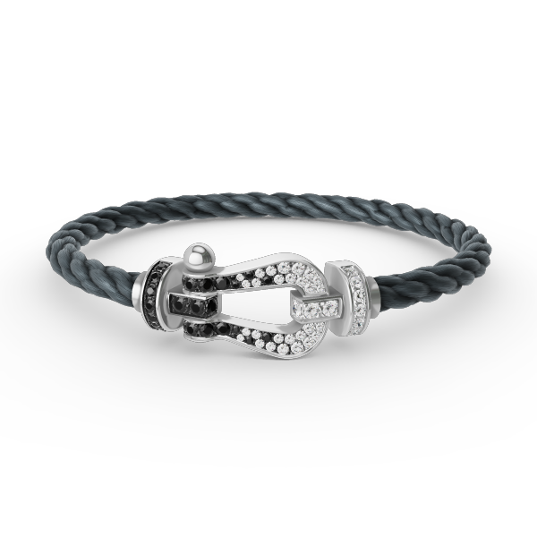 [NOVO]FORCE Großes Hufeisen Schwarz Weiß Diamantarmband Silber
