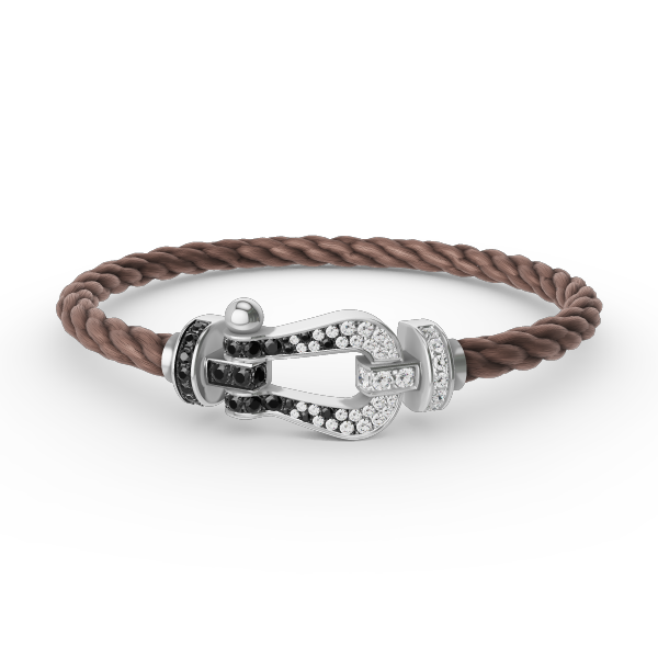 [NOVO]FORCE Großes Hufeisen Schwarz Weiß Diamantarmband Silber