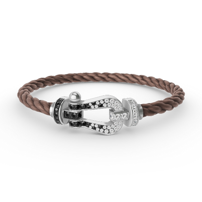 [NOVO]FORCE Großes Hufeisen Schwarz Weiß Diamantarmband Silber