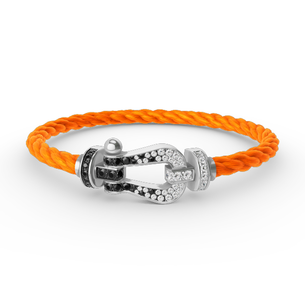 [NOVO]FORCE Großes Hufeisen Schwarz Weiß Diamantarmband Silber