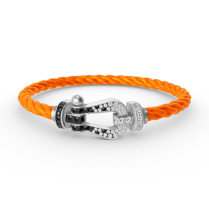 [NOVO]FORCE Großes Hufeisen Schwarz Weiß Diamantarmband Silber
