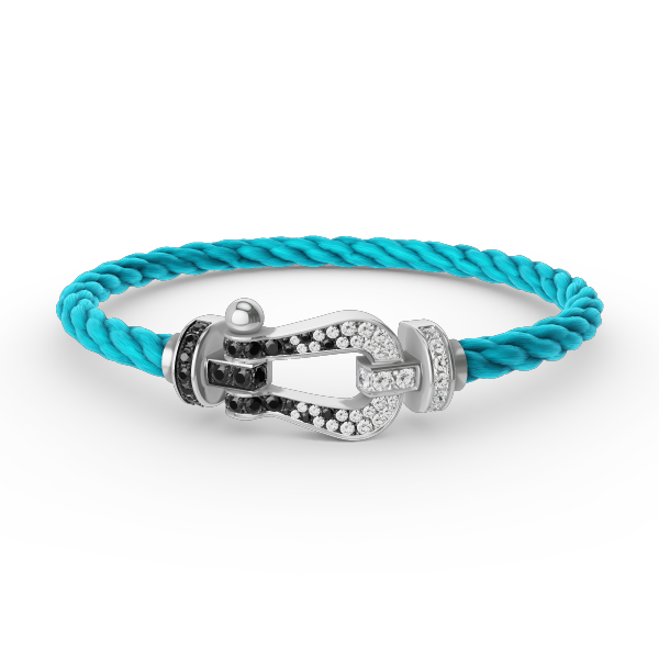 [NOVO]FORCE Großes Hufeisen Schwarz Weiß Diamantarmband Silber