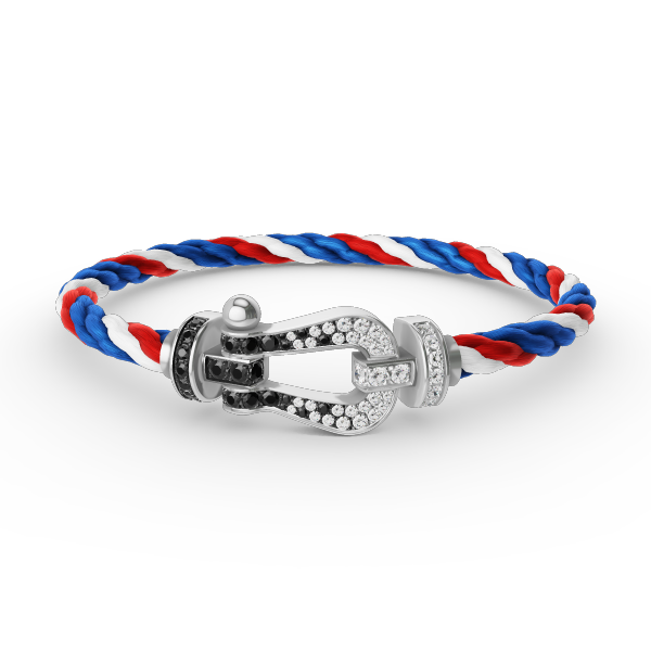 [NOVO]FORCE Großes Hufeisen Schwarz Weiß Diamantarmband Silber