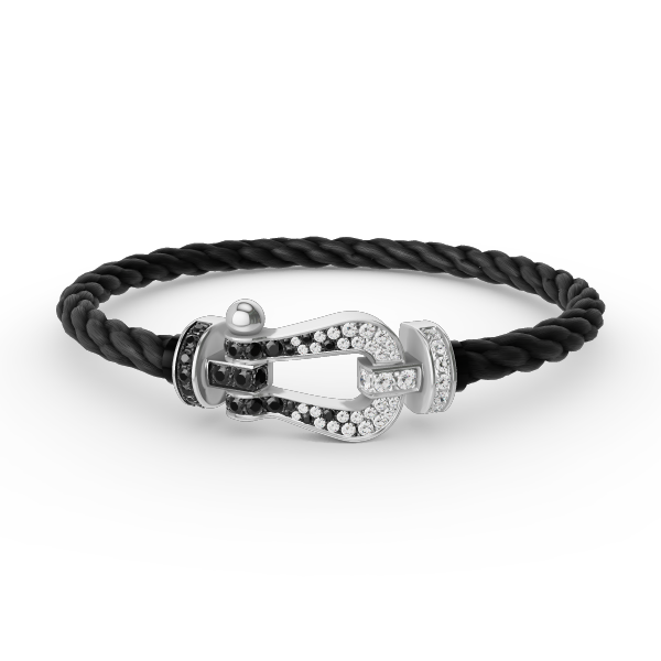 [NOVO]FORCE Großes Hufeisen Schwarz Weiß Diamantarmband Silber