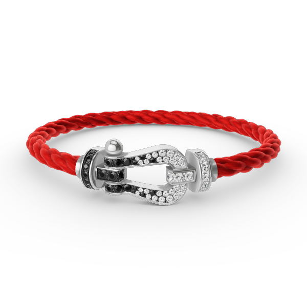 [NOVO]FORCE Großes Hufeisen Schwarz Weiß Diamantarmband Silber
