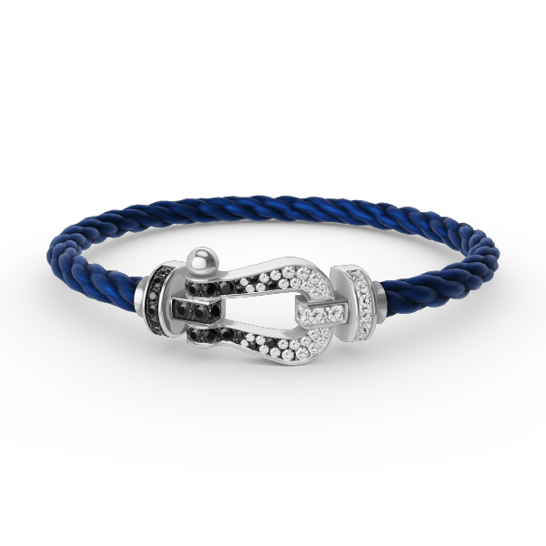 [NOVO]FORCE Großes Hufeisen Schwarz Weiß Diamantarmband Silber