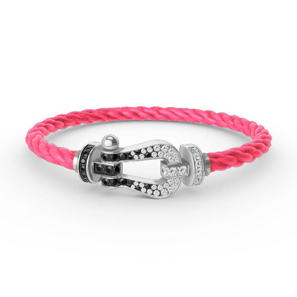 [NOVO]FORCE Großes Hufeisen Schwarz Weiß Diamantarmband Silber