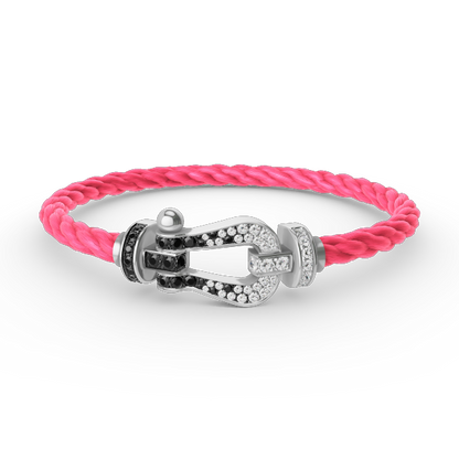 [NOVO]FORCE Großes Hufeisen Schwarz Weiß Diamantarmband Silber