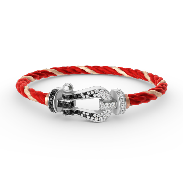 [NOVO]FORCE Großes Hufeisen Schwarz Weiß Diamantarmband Silber