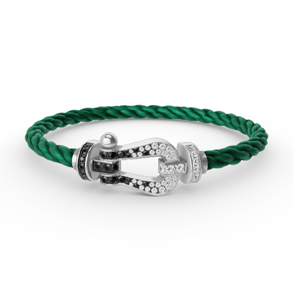 [NOVO]FORCE Großes Hufeisen Schwarz Weiß Diamantarmband Silber