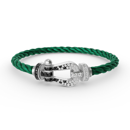 [NOVO]FORCE Großes Hufeisen Schwarz Weiß Diamantarmband Silber