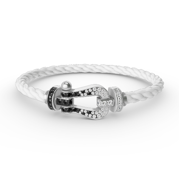 [NOVO]FORCE Großes Hufeisen Schwarz Weiß Diamantarmband Silber