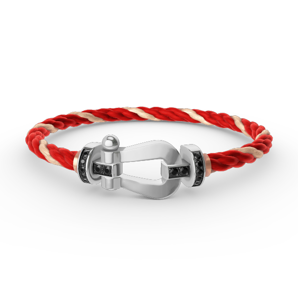 [GALE]FORCE LARGE HORSESHOE BLACK DIAMOND BRACELET SILVER