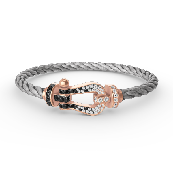 [NOVO]FORCE Großes Hufeisen Schwarz Weiß Diamantarmband Roségold