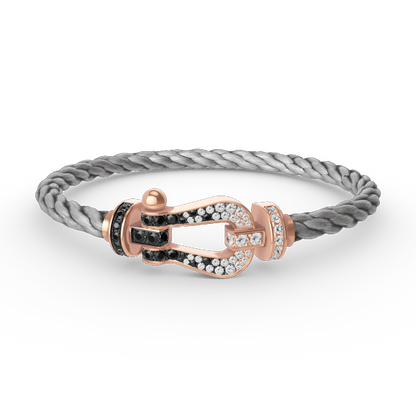 [NOVO]FORCE Großes Hufeisen Schwarz Weiß Diamantarmband Roségold