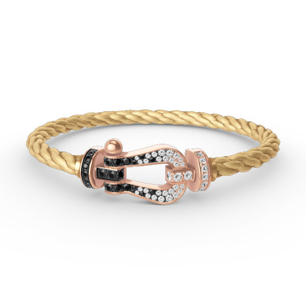[NOVO]FORCE Großes Hufeisen Schwarz Weiß Diamantarmband Roségold