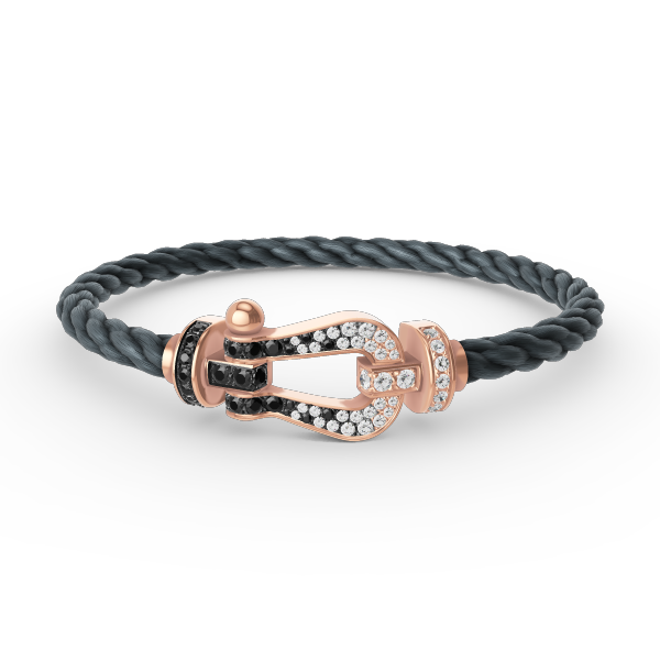 [NOVO]FORCE Großes Hufeisen Schwarz Weiß Diamantarmband Roségold