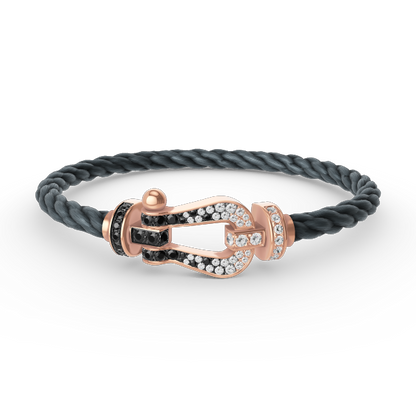 [NOVO]FORCE Großes Hufeisen Schwarz Weiß Diamantarmband Roségold