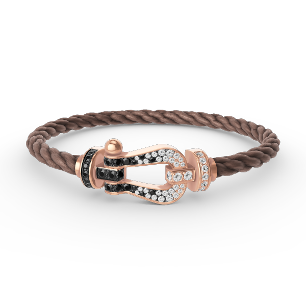 [NOVO]FORCE Großes Hufeisen Schwarz Weiß Diamantarmband Roségold