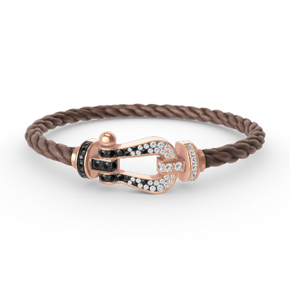 [NOVO]FORCE Großes Hufeisen Schwarz Weiß Diamantarmband Roségold