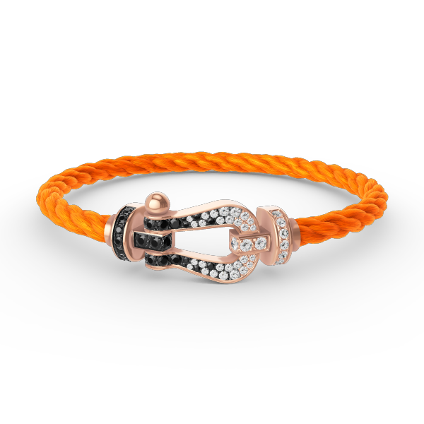 [NOVO]FORCE Großes Hufeisen Schwarz Weiß Diamantarmband Roségold